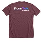 PureTek Cares Large Logo, a Heather Maroon Premium Unisex Tee (back-view)