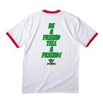 Mental Health Collection, a White/ Red Cotton Ringer Tee (back-view)