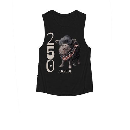 America250MPFL, a Black Women's Muscle Tank