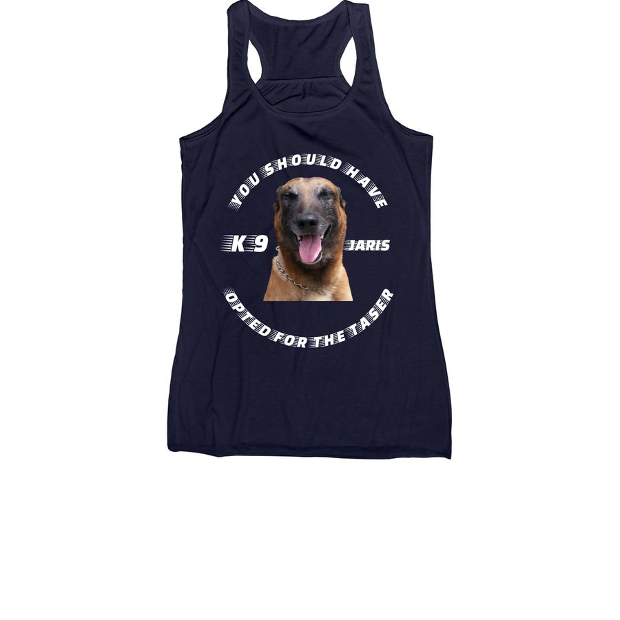 Taser, a Navy Women's Racerback