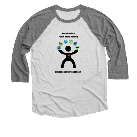 Nursing Section Merchandise, a Premium Heather and Heather White 3/4 Sleeve Baseball Tee