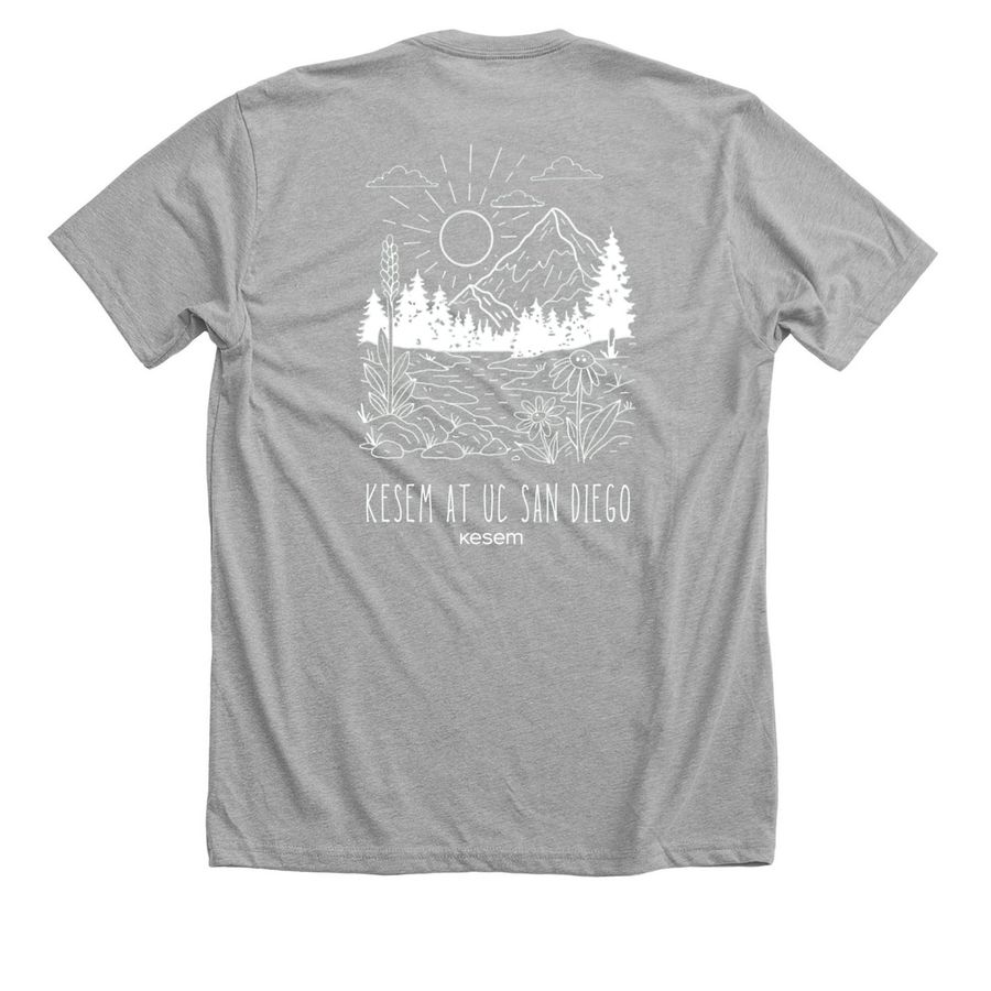 Kesem Magic at the Campfire, a Athletic Heather Premium Unisex Tee (back-view)