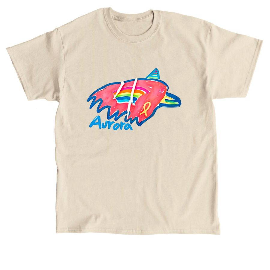 Aurora Bird Rainbow Ribbon T-Shirt, a Sand Classic Unisex Tee