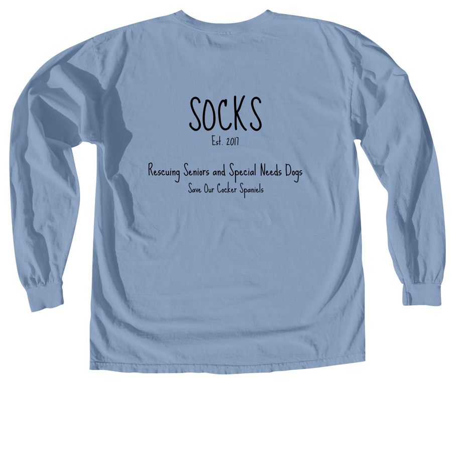 Cool Cocker Spaniel Shirt, a Washed Denim Comfort Colors Long Sleeve Tee (back-view)