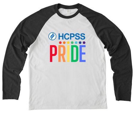 HCPSS Pride, a Space Black/ Bright White Allmade Eco Triblend Colorblock Raglan Long Sleeve Tee