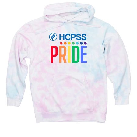 HCPSS Pride, a Cotton Candy Tie Dye Pullover Hoodie