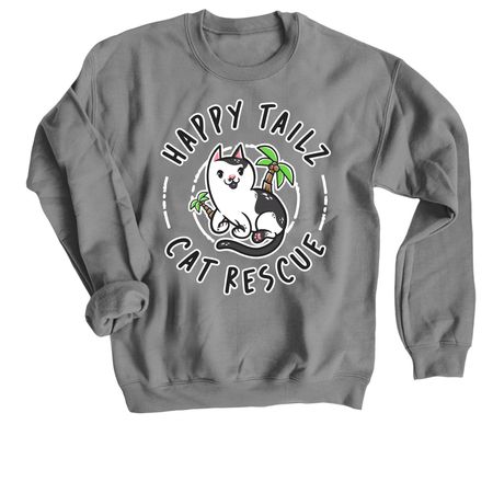 Happy Tailz Cat Rescue, a Charcoal Crewneck Sweatshirt