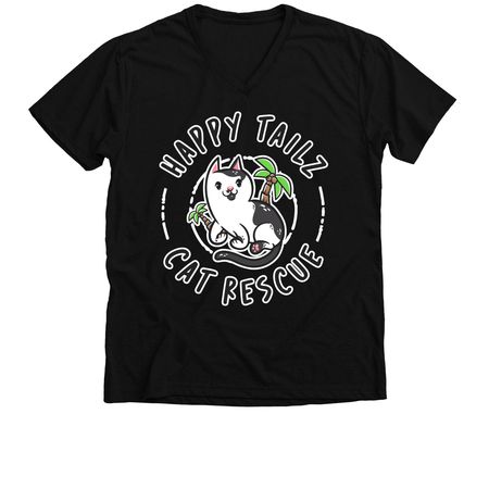 Happy Tailz Cat Rescue, a Solid Black Blend Premium V-Neck Tee