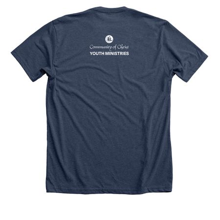 Youth Ministries, a Heather Navy Premium Unisex Tee (back-view)