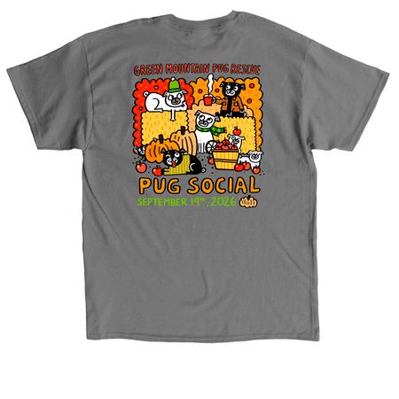2026&nbsp;GMPR Pug Social Apparel, a Charcoal Classic Unisex Tee (back-view)