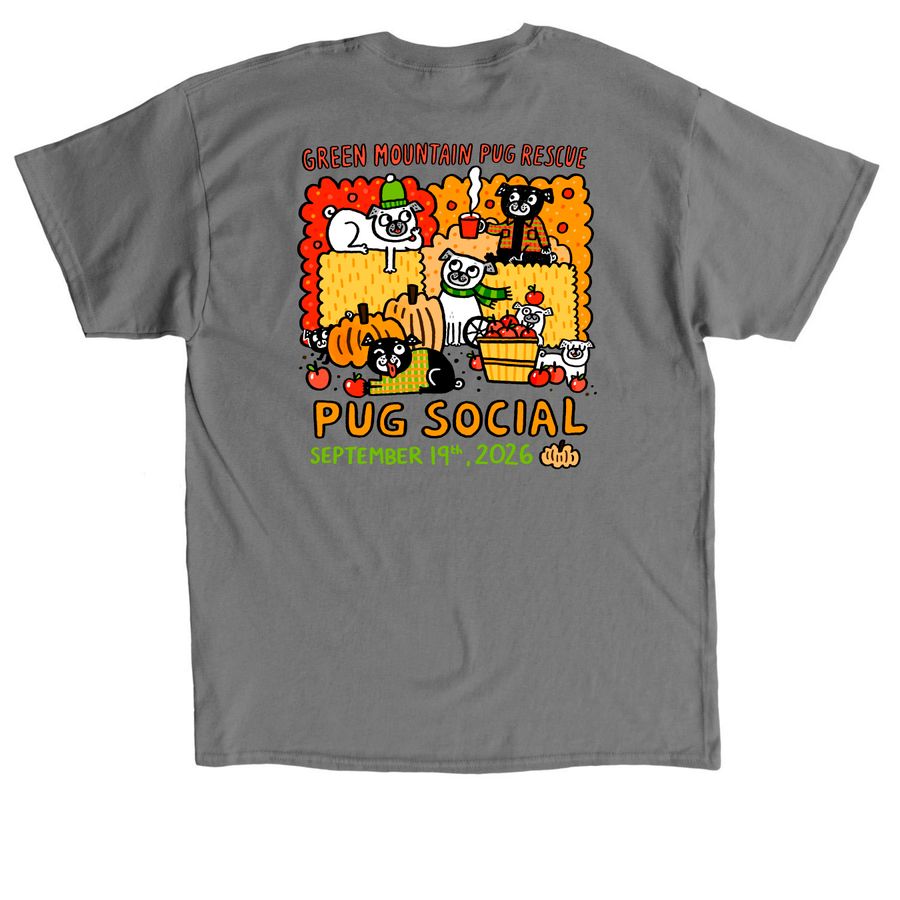 2026&nbsp;GMPR Pug Social Apparel, a Charcoal Classic Unisex Tee (back-view)