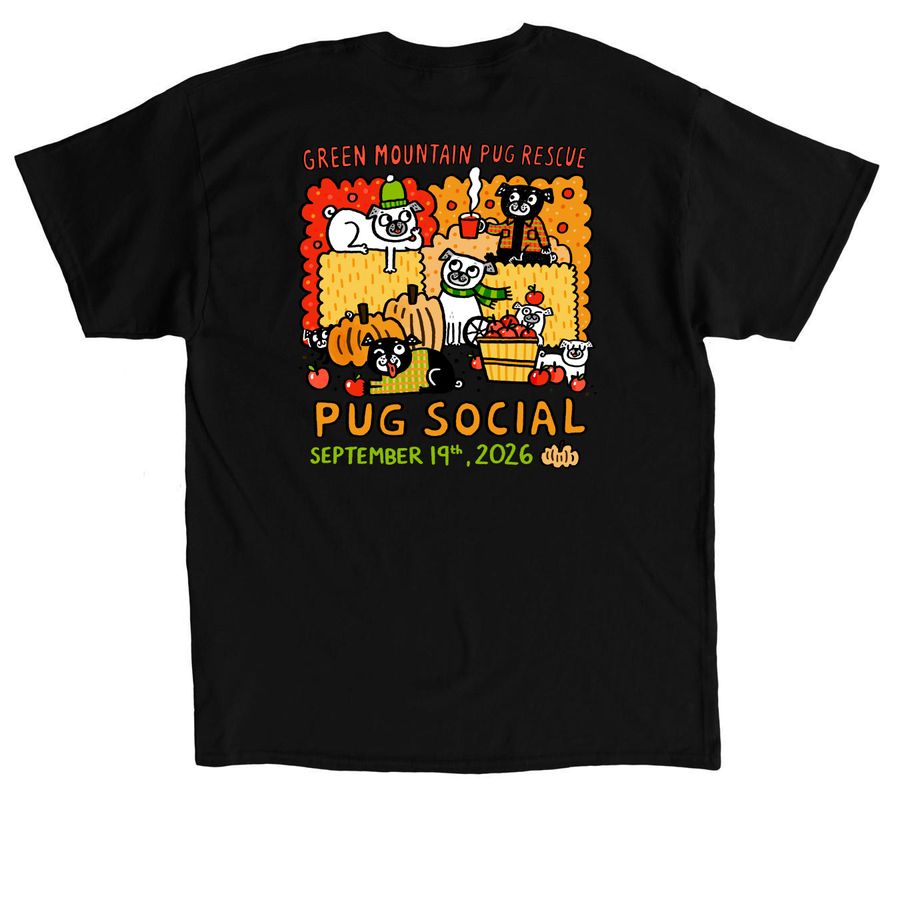 2026&nbsp;GMPR Pug Social Apparel, a Black Classic Unisex Tee (back-view)