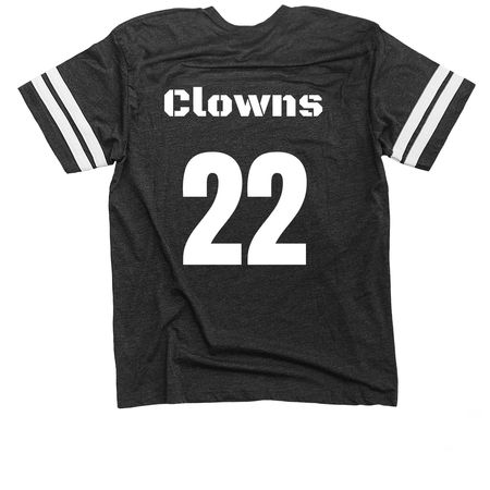 Clown football jersey, a Vintage Smoke / White Football Jersey Tee (back-view)