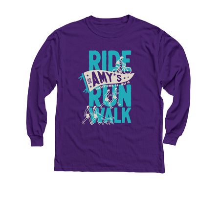 Amy's Ride/Run/Walk 2026 Shirt, a Purple Youth Long Sleeve Tee