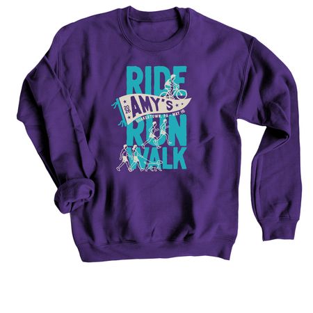 Amy's Ride/Run/Walk 2026 Shirt, a Purple Crewneck Sweatshirt