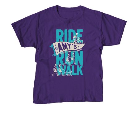 Amy's Ride/Run/Walk 2026 Shirt, a Purple Youth Unisex Tee