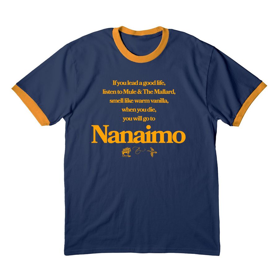 M&TM Ringer - Gold/Blue, a Navy/ Gold Cotton Ringer Tee