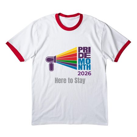 Pride Month 2026 Fundraiser, a White/ Red Cotton Ringer Tee