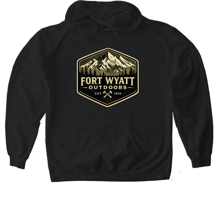 Fort Wyatt Flagship Logo., a Black Gildan Softstyle Pullover Hoodie