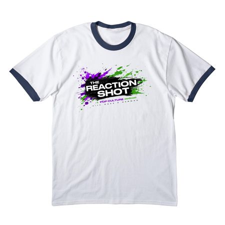 REACTION SHOT SHIRTS., a White/ Navy Cotton Ringer Tee