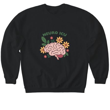 Floral Brain, a Black Softstyle Crewneck Sweatshirt