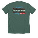 Green Hues Woodland Camps Loon and Thwing's, a Heather Forest Premium Unisex Tee (back-view)