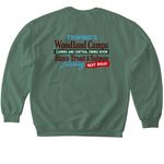 Green Hues Woodland Camps Loon and Thwing's, a Military Green Softstyle Crewneck Sweatshirt (back-view)