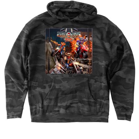 SNES Biker Mice from Mars T-Shirt, a Black Camo Heavyweight Camo Pullover Hoodie
