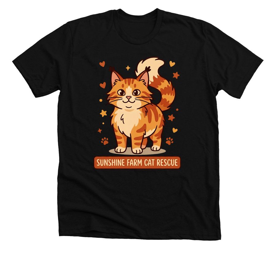 Support Local Rescues Tee ? Sunshine Farm Cat, a Solid Black Blend Premium Unisex Tee