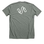 The Twists shirt, a Deep Heather Premium Unisex Tee (back-view)