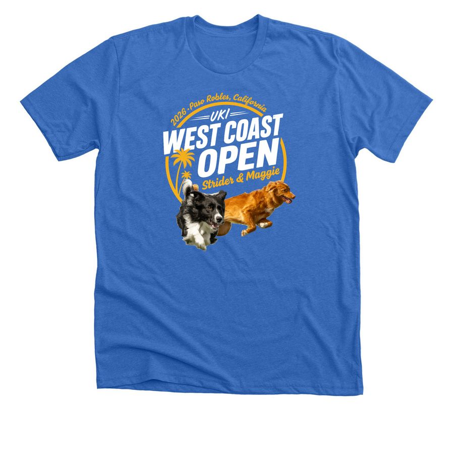 WCO - Strider & Maggie, a Heather True Royal Premium Unisex Tee