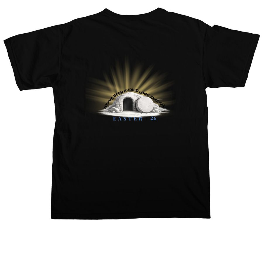 He Lives So I Can, a Black Comfort Colors Unisex Tee (back-view)