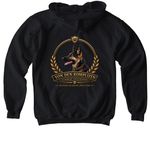 Forever Loyal ?, a Black Softstyle Youth Pullover Hoodie (back-view)