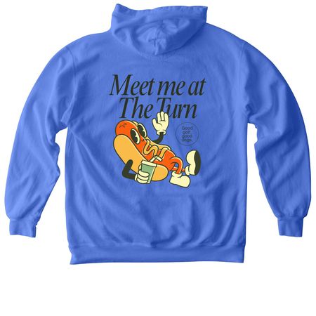 Meet Me at the Turn, a Flo Blue Comfort Colors Pullover Hoodie