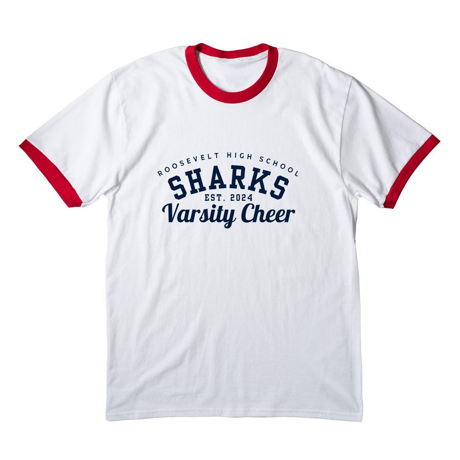 Crop Top, a White/ Red Cotton Ringer Tee