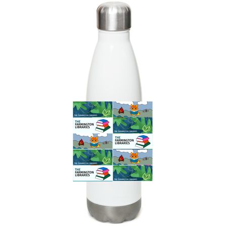 2026 Library Card Design Contest Water Bottle, a White Stainless Steel Water Bottle