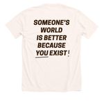 Voices of Hope SAND, a Heather Natural Premium Unisex Tee (back-view)