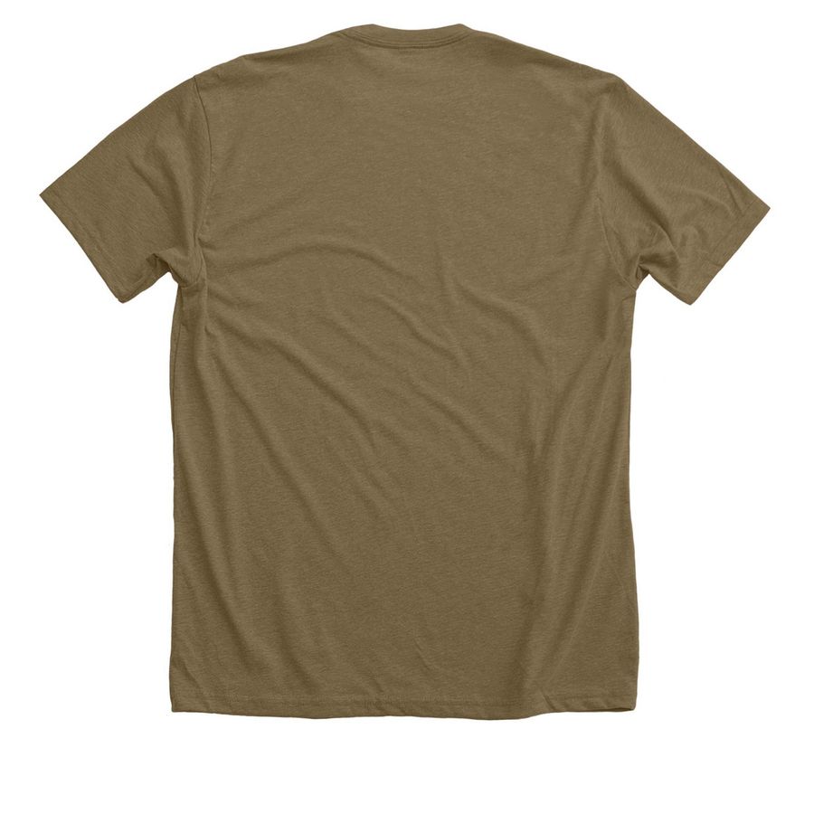 Not Accountable to Mortals, a Heather Olive Premium Unisex Tee (back-view)