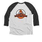 PCS Worlds 26', a Black and Heather White 3/4 Sleeve Baseball Tee (back-view)