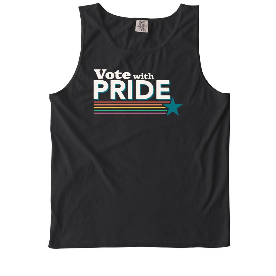 Vote with Pride (Dark), a Black Comfort Colors Tank Top