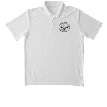 one logo on front, Lake Osakis, a White Unisex Performance Polo