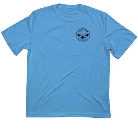 one logo on front, Lake Osakis, a Carolina Blue Classic Performance Tee
