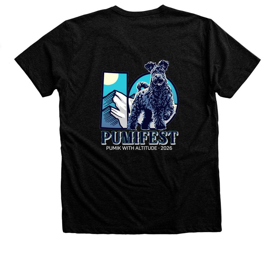 Large Logo on Back, a Black Heather Premium Unisex Tee (back-view)