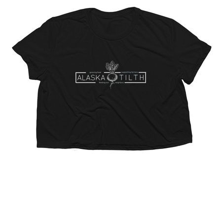 Alaska Tilth Classic Logo, a Black Women?s Flowy Cropped Tee