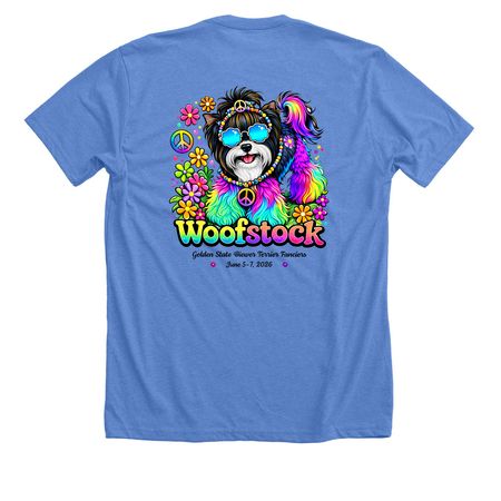 GSBTF at Woofstock, a Heather Columbia Blue Premium Unisex Tee (back-view)
