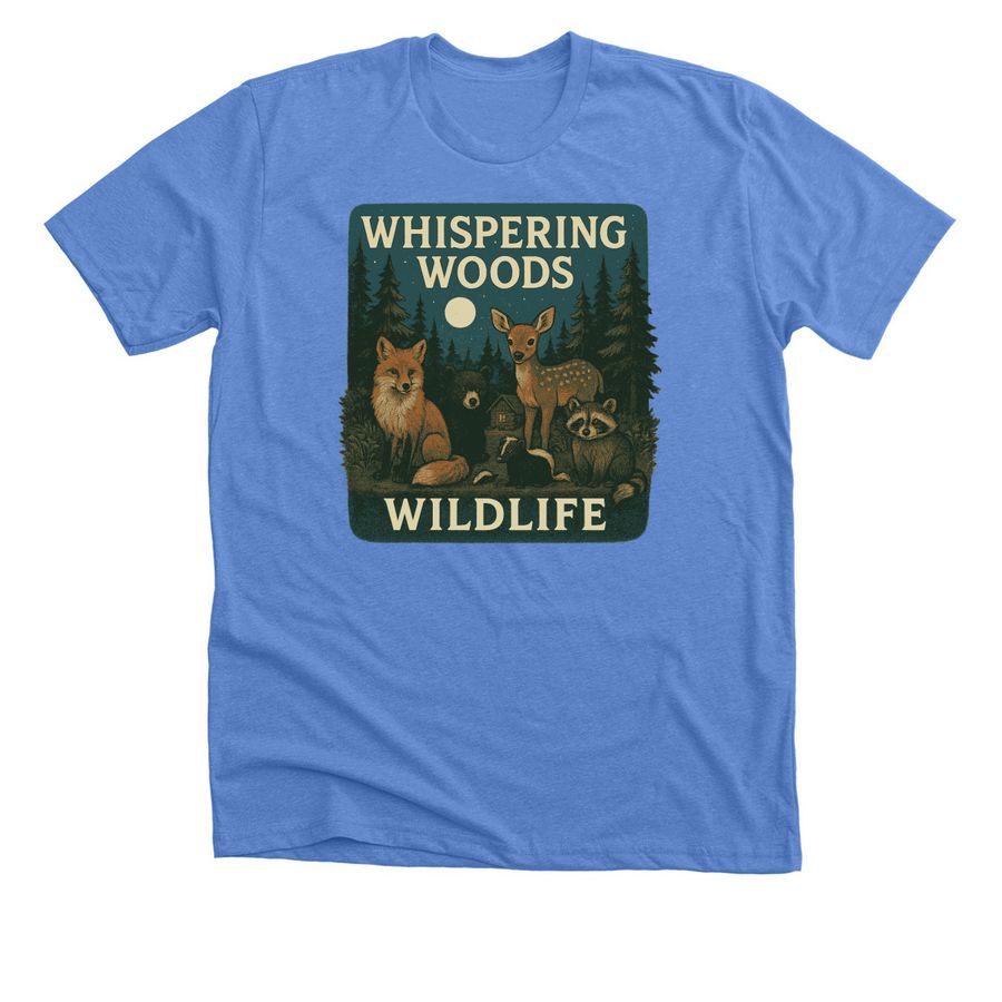 Support Whispering Woods Wildlife, a Heather Columbia Blue Premium Unisex Tee
