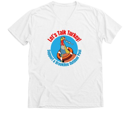 Let's Talk Turkey! White, a Solid White Blend Premium V-Neck Tee