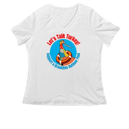 Let's Talk Turkey! White, a White Women's Relaxed V-Neck Tee