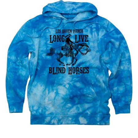 Long Live Blind Horses Tie-Dye, a Aqua Blue Tie Dye Pullover Hoodie