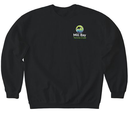 Mill Bay Tennis Club Long and Short Sleeve, a Black Softstyle Crewneck Sweatshirt